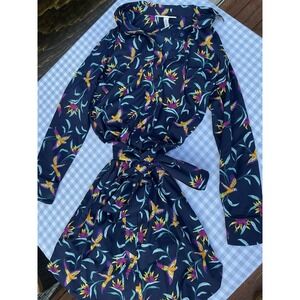 $109 Coolibar Women's Kitts Shirt Dress Size Small UPF 50+ Tropical Print Parrot